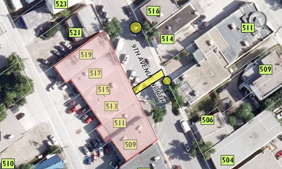aerial map of construction area along 9th avenue north