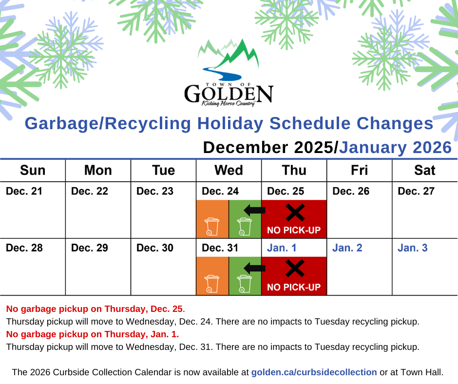 visual calendar of garbage and recycling changes