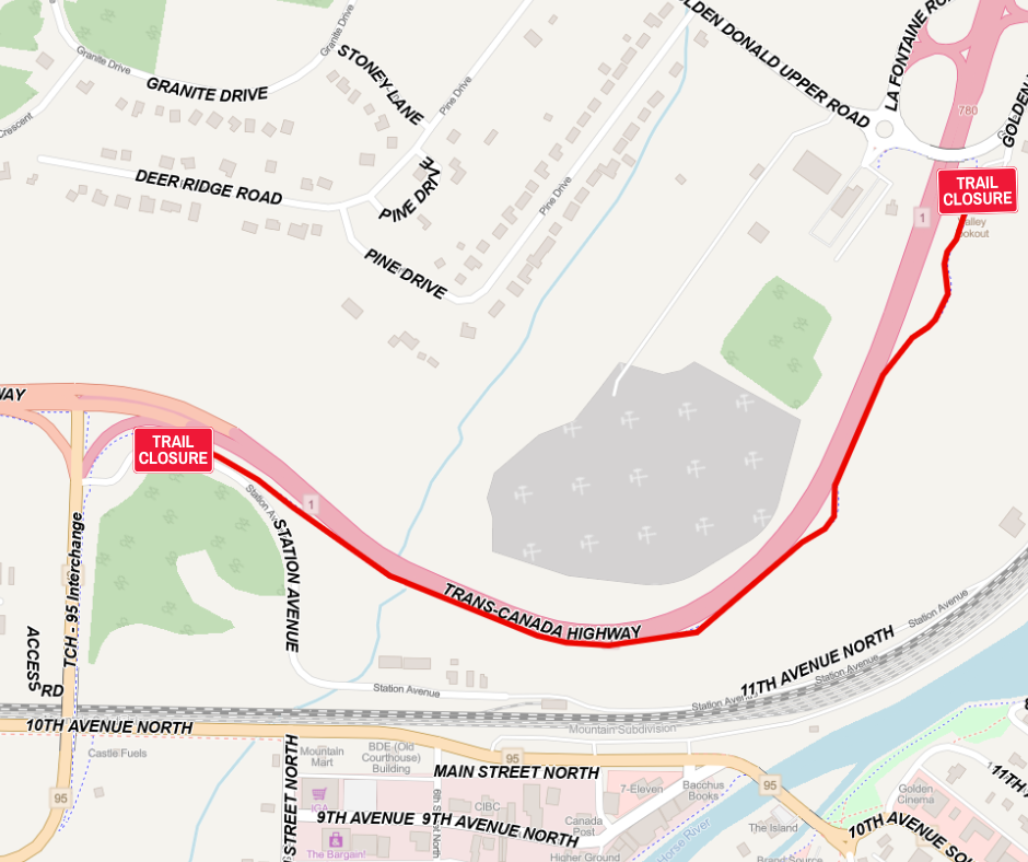 map showing pathway closure on the Golden Hill