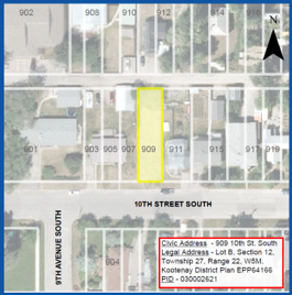 map showing 909 10th South Golden