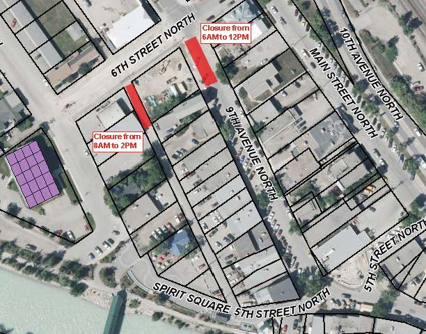 Road Closure map of town of Golden Downtown