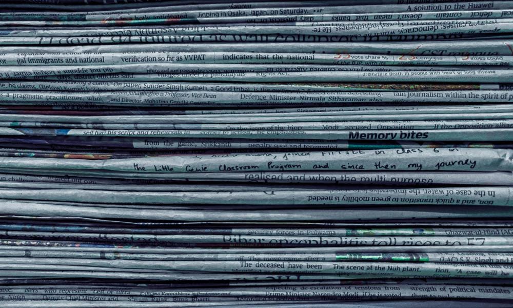 A stack of newspapers