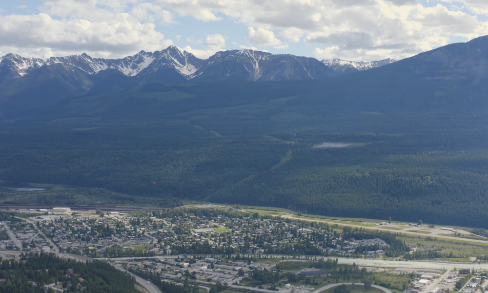 An aerial photo overlooking golden