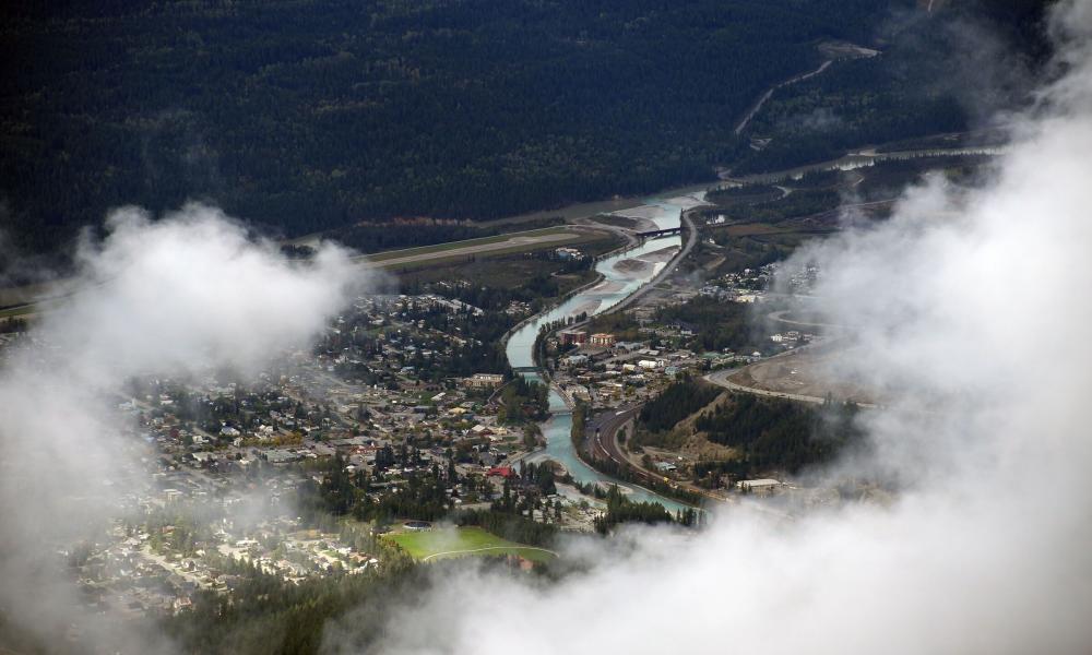 Aerial view of the town of golden