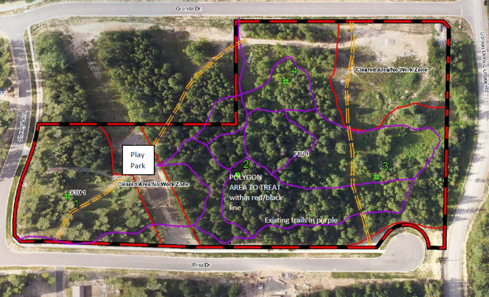 map of work area in canyon ridge park