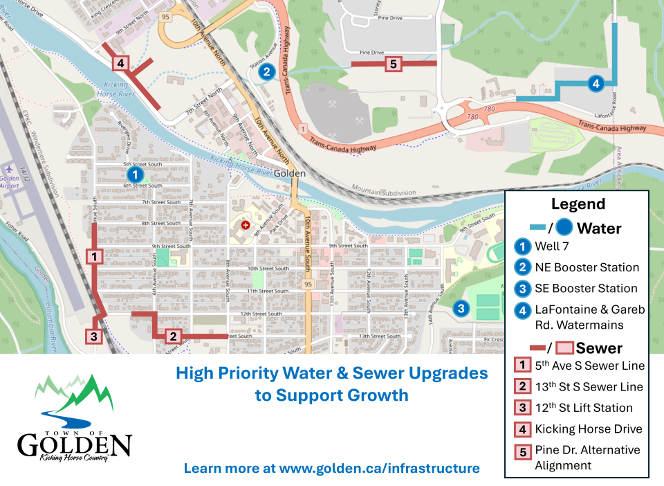 Map of high priority water and sewer upgrades required