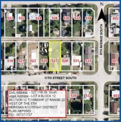 Map identifying the property at 527 11th Street South