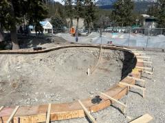 concrete forms for a new bowl at the golden skatepark
