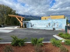 Mural of swiss guides in Golden BC